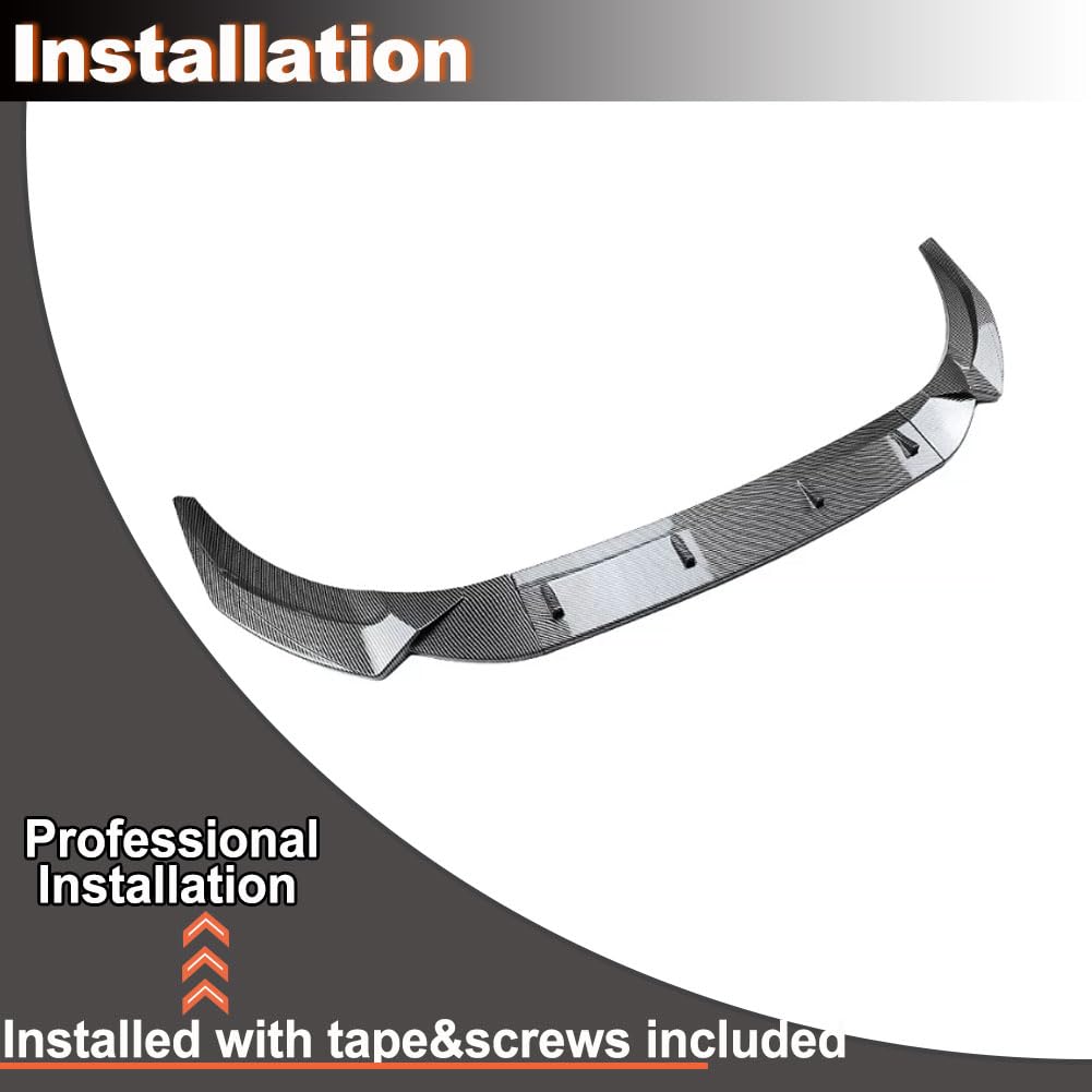 S4 Carbon Look Front Bumper Lip for Audi A4 S4 B9.5 Sline 2020-2024 3PCS | Lower Chin Spoiler Splitter Air Dam Body Kit Trim 