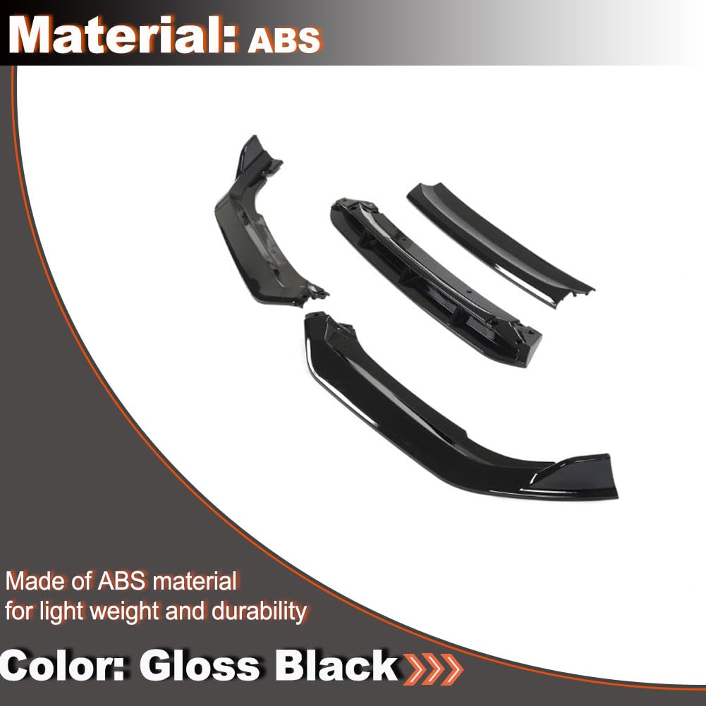 Gloss Black Front Lip Spoiler Compatible with Honda Accord 2021 2022 ABS Front Lip Splitter Air Dam Bumper Protection Spoiler