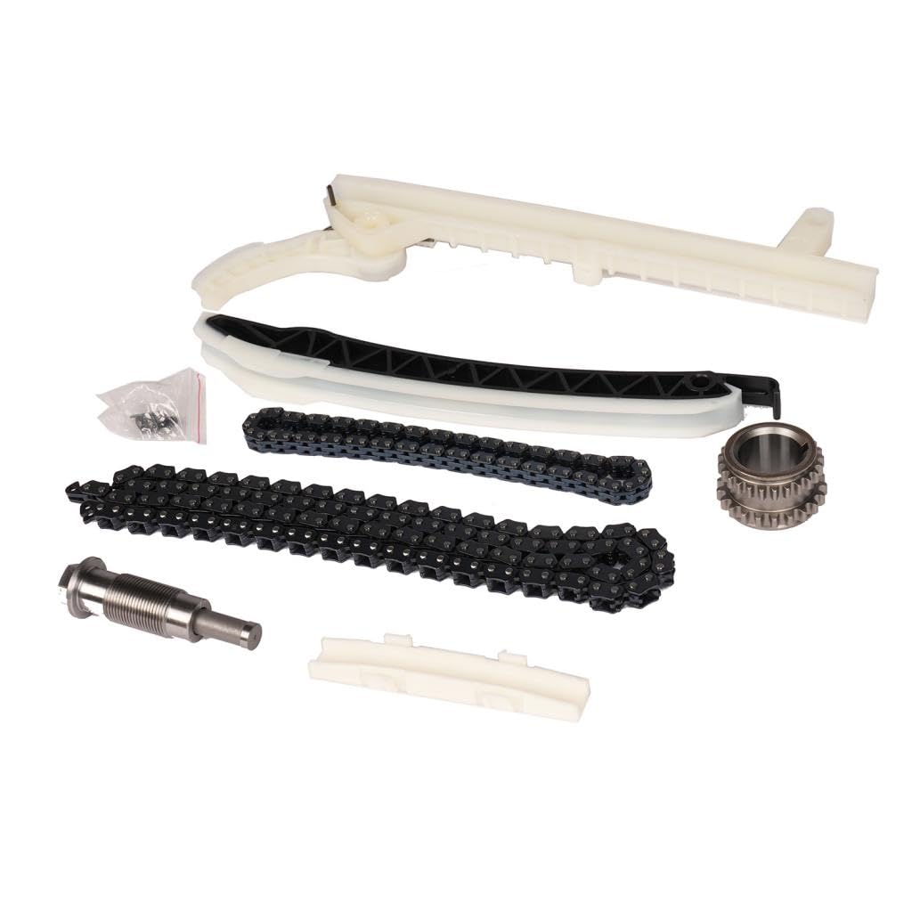 Timing Chain Kit with Tensioner Crank Gear Guide Rail Compatible with Mercedes Benz CLA250 E250 GLK200 E200 C300 Engine Time 