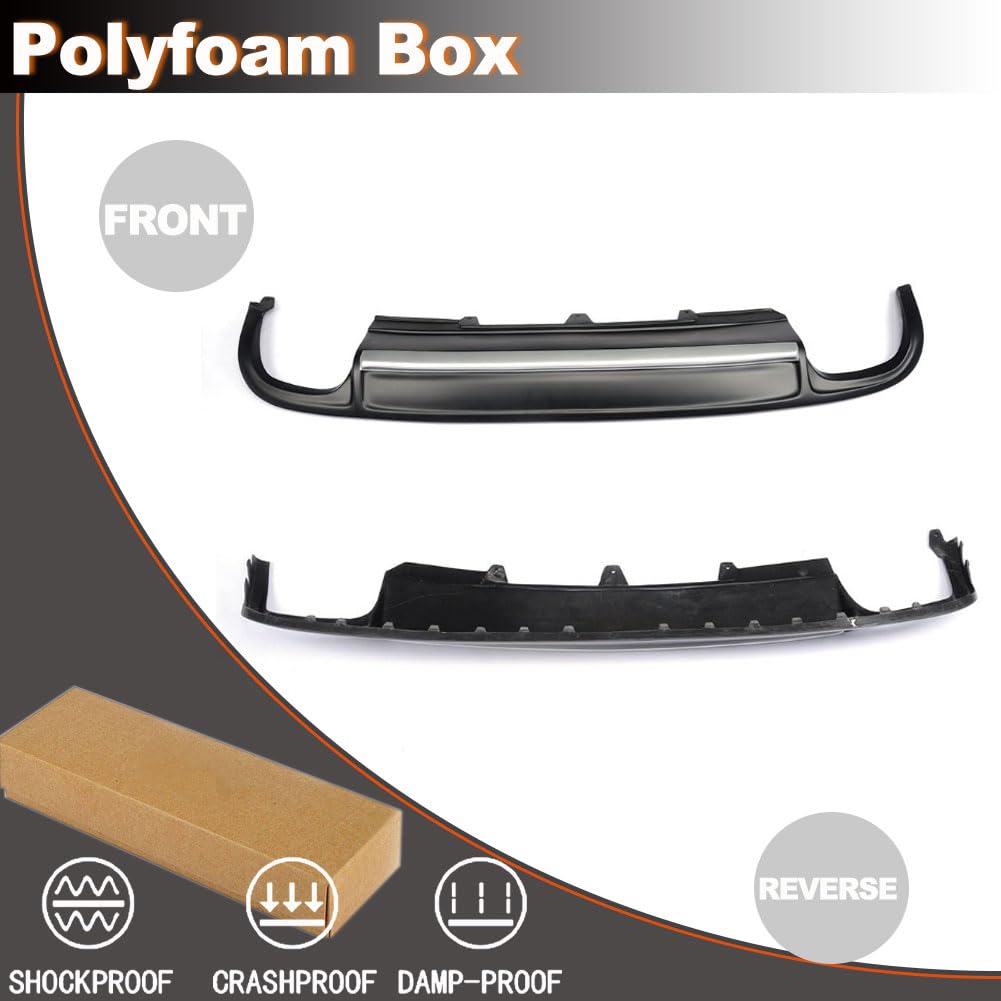 Rear Diffuser Compatible with Audi A4 B8 2009 2010 2011 2012 Replacement PU Rear Bumper Lip Diffuser Body Kit (with Bright Ri