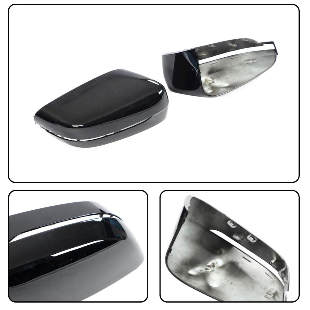 Mirror Cover fits for BMW 5 Series G30 520i 530i 540i M550i Sedan 2017-2019 Gloss Black ABS Replacement Rearview Side Rearvie
