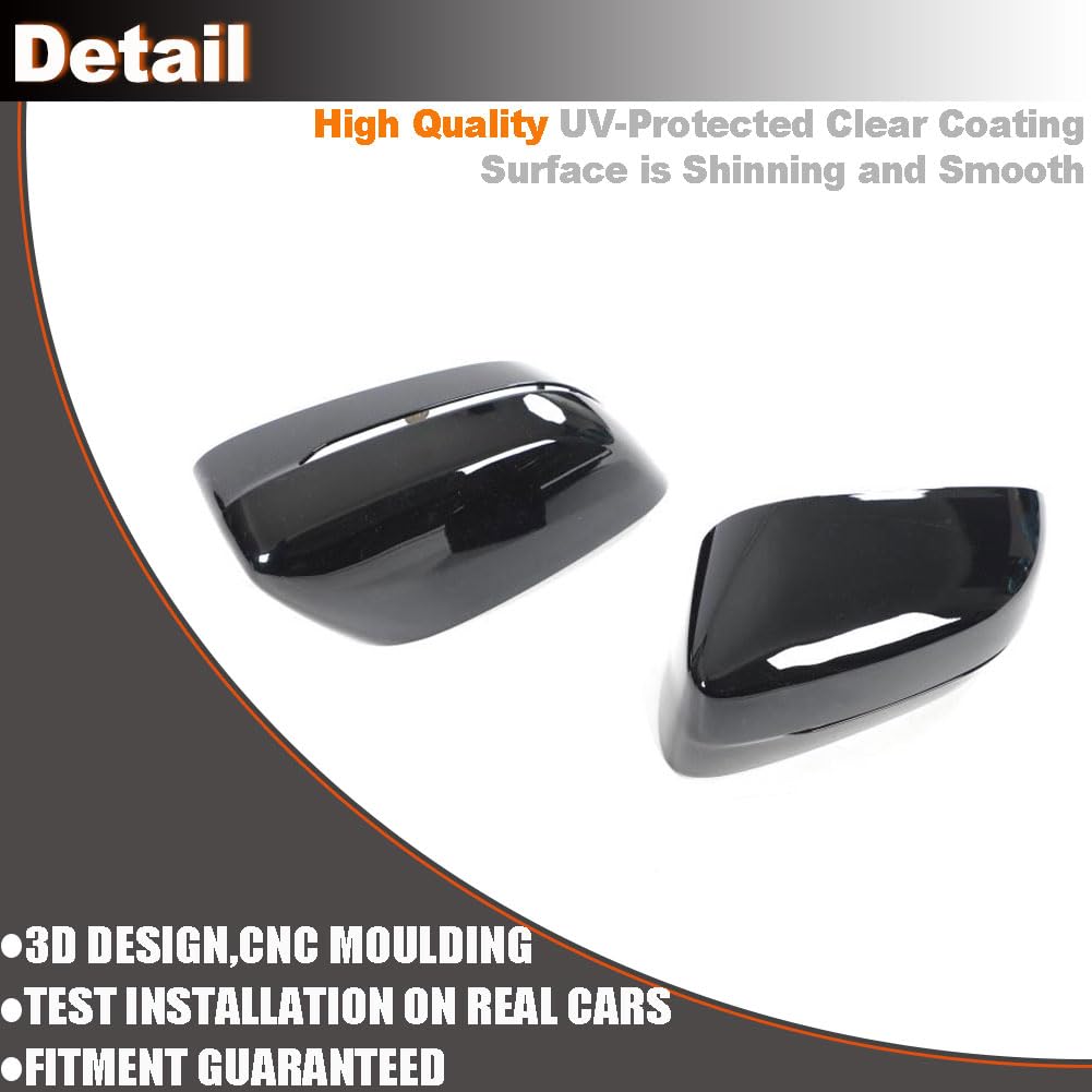 Mirror Cover fits for BMW 5 Series G30 520i 530i 540i M550i Sedan 2017-2019 Gloss Black ABS Replacement Rearview Side Rearvie