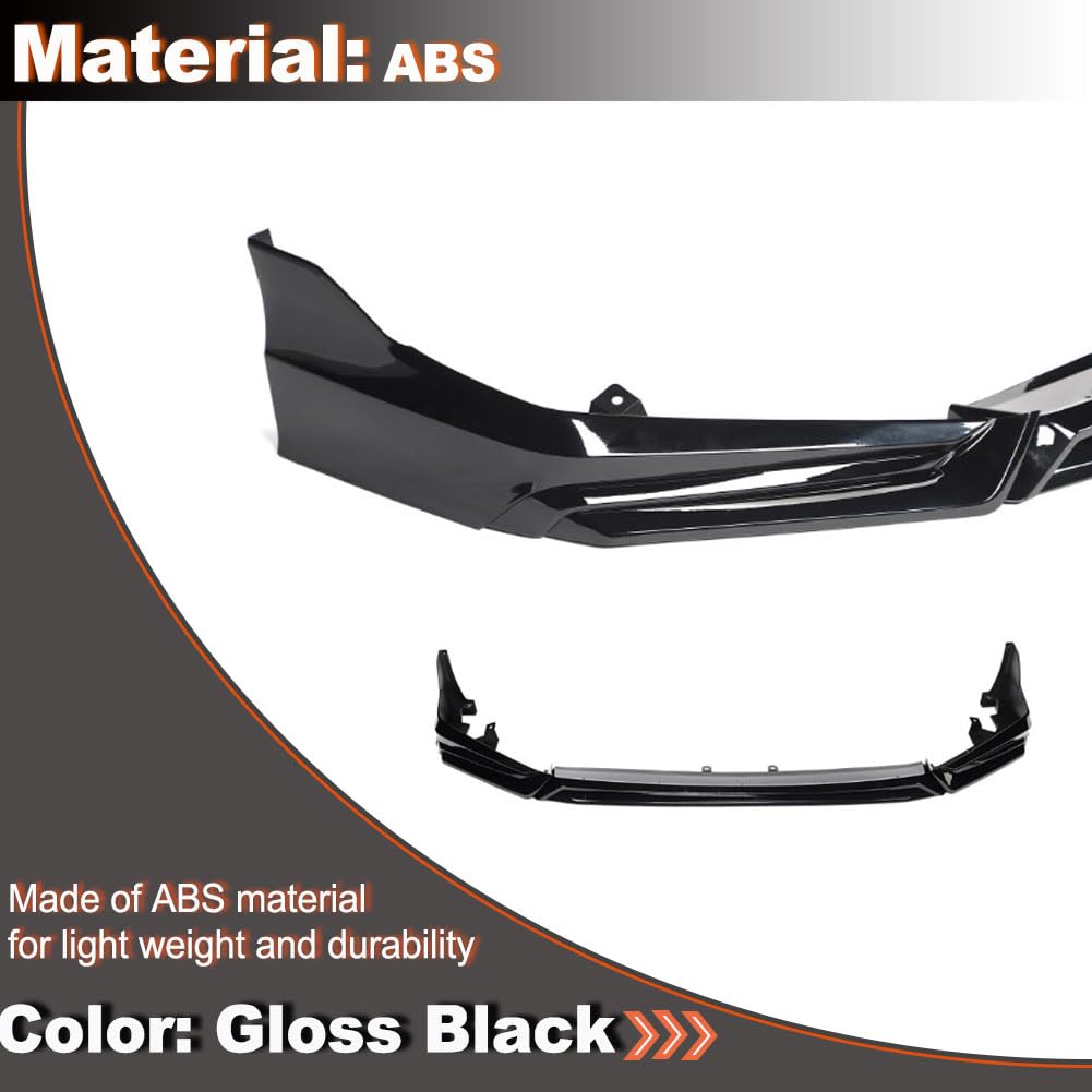Gloss Black Front Lip Spoiler Compatible with Honda Civic Sedan 2022-2024 PP Car Front Bumper Lower Spoiler Lip Splitter Body