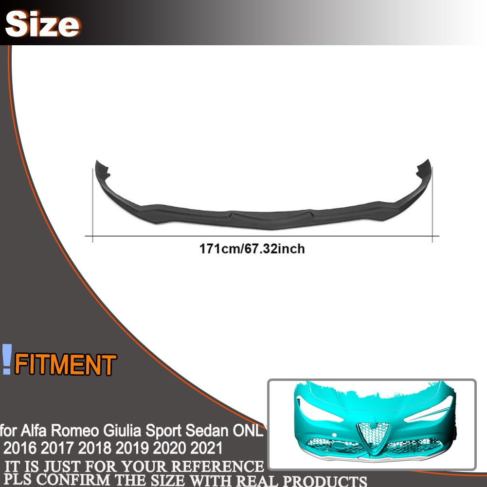 Gloss Black Front Bumper Lip Fits for Alfa Romeo Giulia Sport Sedan 2016-2021 FRP Chin Spoiler Splitter Protector Air Dam Chi