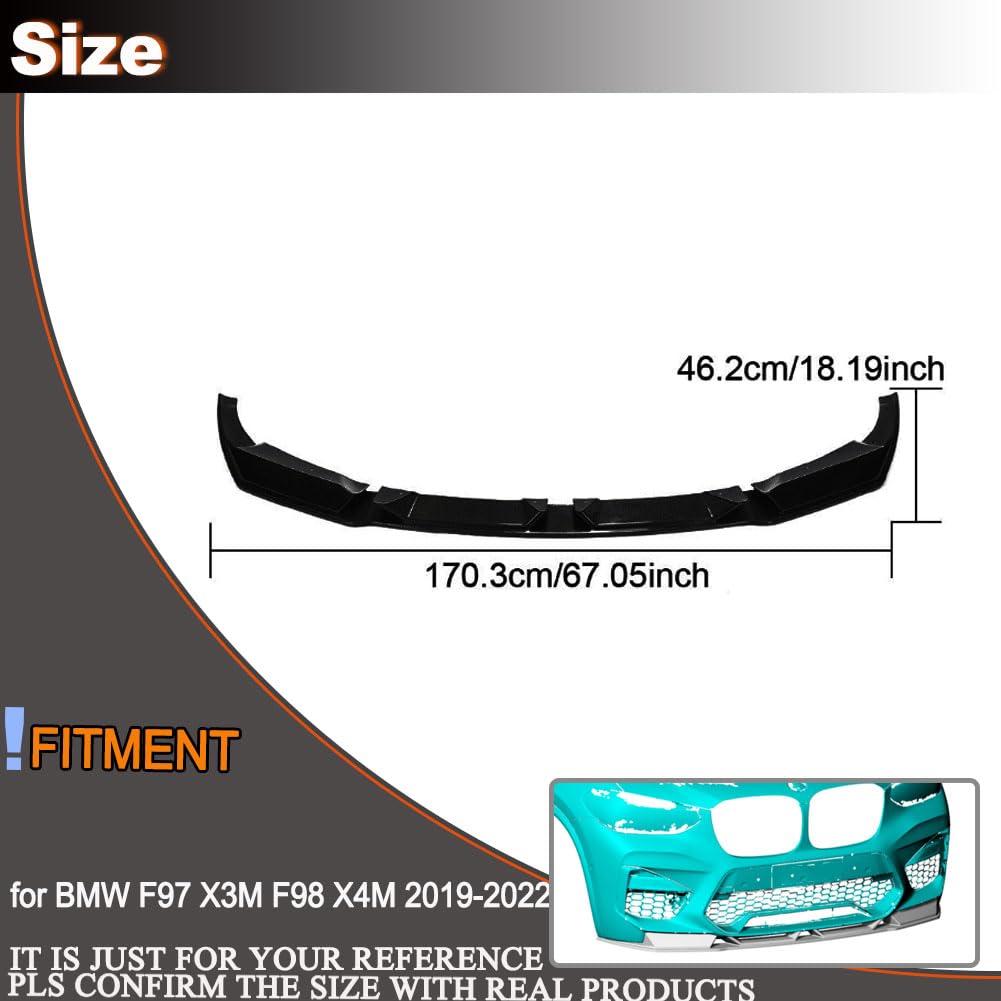 Gloss Black Front Bumper Lip for BMW F97 X3M F98 X4M 2019-2022 Auto Front Chin Spoiler Splitter Protector Air Dam Factory Out