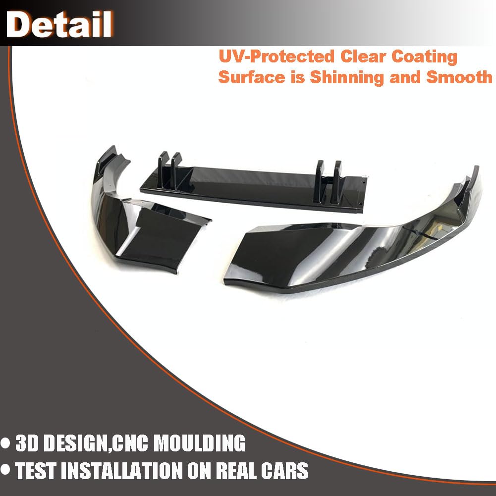 Gloss Black Front Bumper Lip Compatible with Audi Q8 Base Sport Utility 4-Door 2019-2024 ABS Chin Spoiler Splitter Protector 
