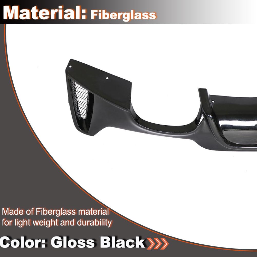 Gloss Black Rear Diffuser Compatible with BMW F32 F33 F36 M Sport 2014-2020 Glossy Black Rear Quad Diffuser Lower Bumper Lip 