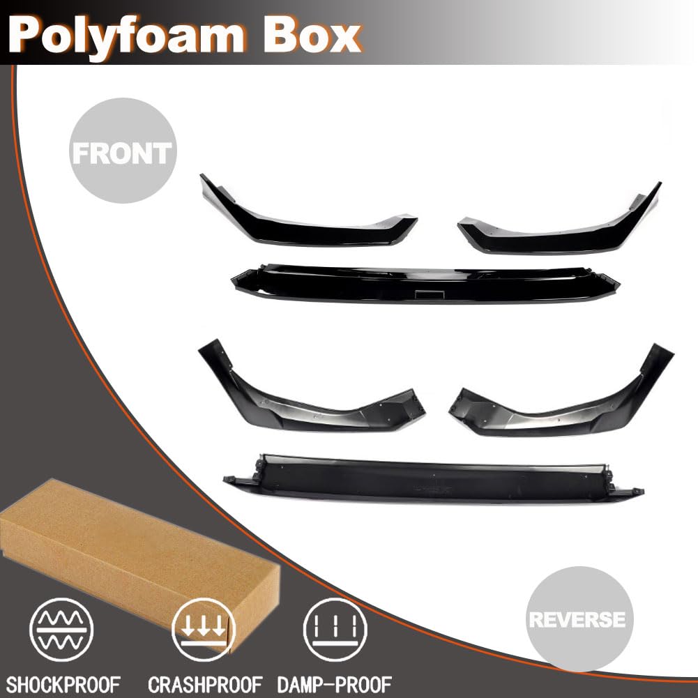 Gloss Black Front Lip Spoiler Compatible with Honda Accord 11th 2025UP PP Front Lip Splitter Air Dam Bumper Protection Spoile