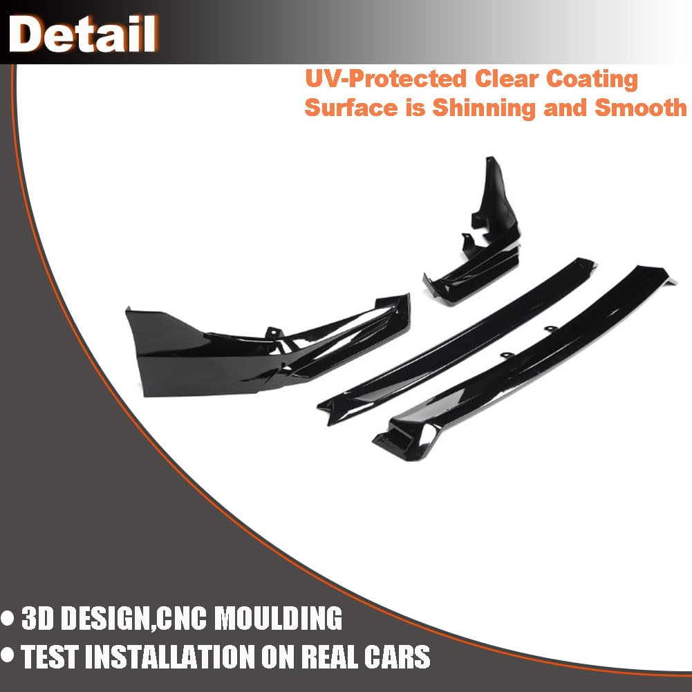Gloss Black Front Lip Spoiler Compatible with Honda Civic Sedan 2022-2024 PP Car Front Bumper Lower Spoiler Lip Splitter Body