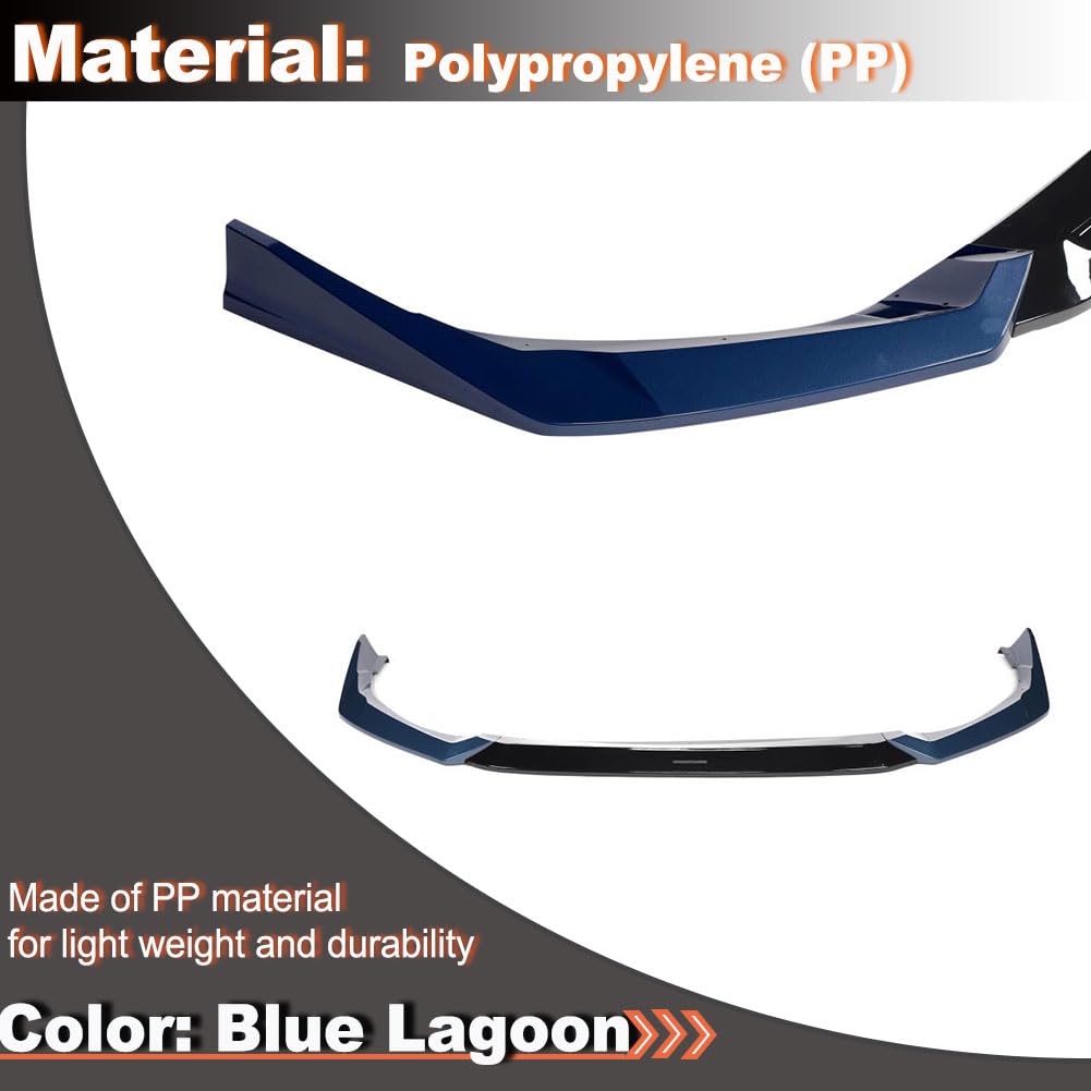 Front Bumper Lip Splitter for Honda Civic 11th 2025+ Blue Lagoon 3PCS | PP Lower Chin Bumper Spoiler Splitter Protection Air 