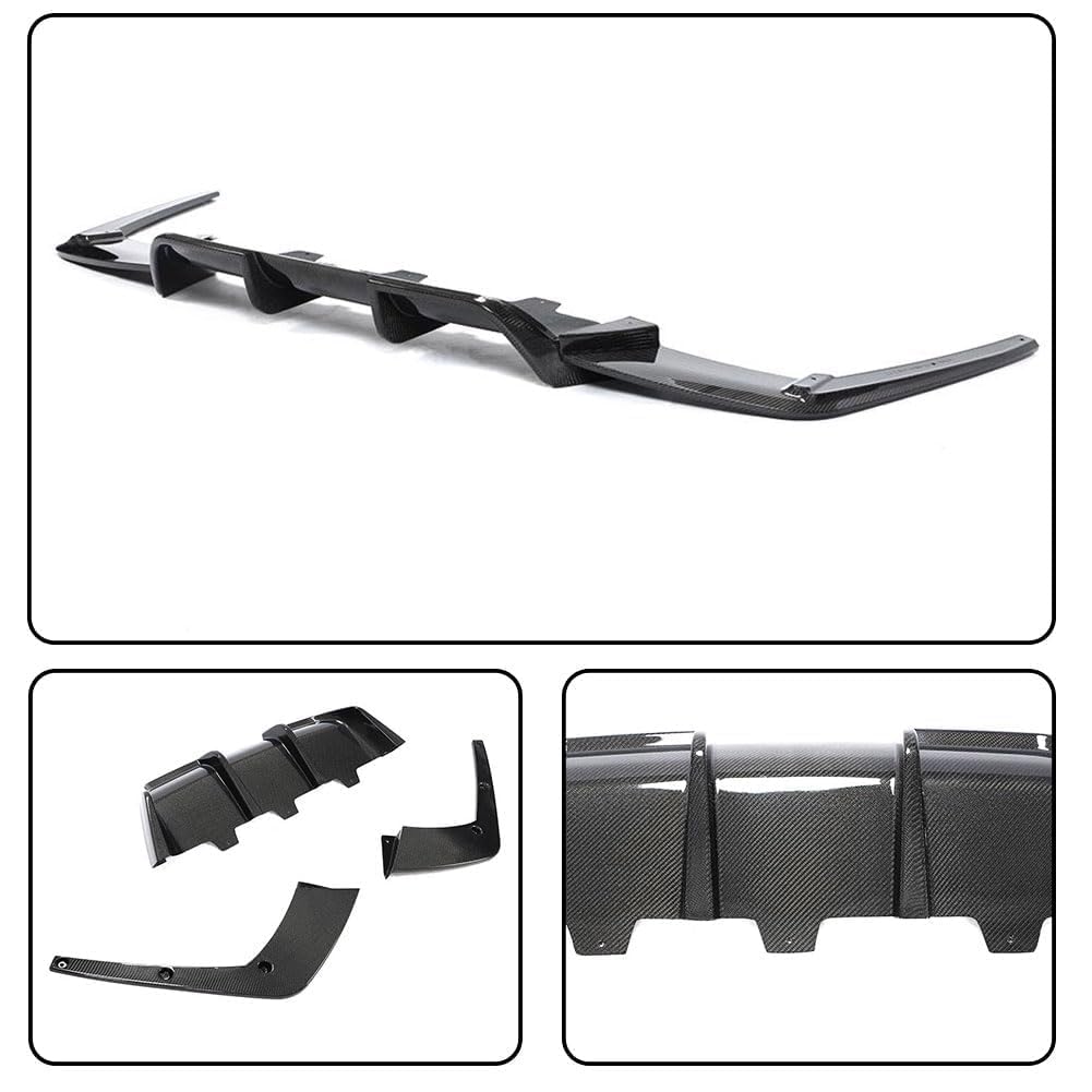 Carbon Fiber Rear Diffuser Compatible with BMW 6 Series F06 F12 F13 M6 2Door 4Door 2013-2018 Lower Bumper Lip Spoiler Body Ki