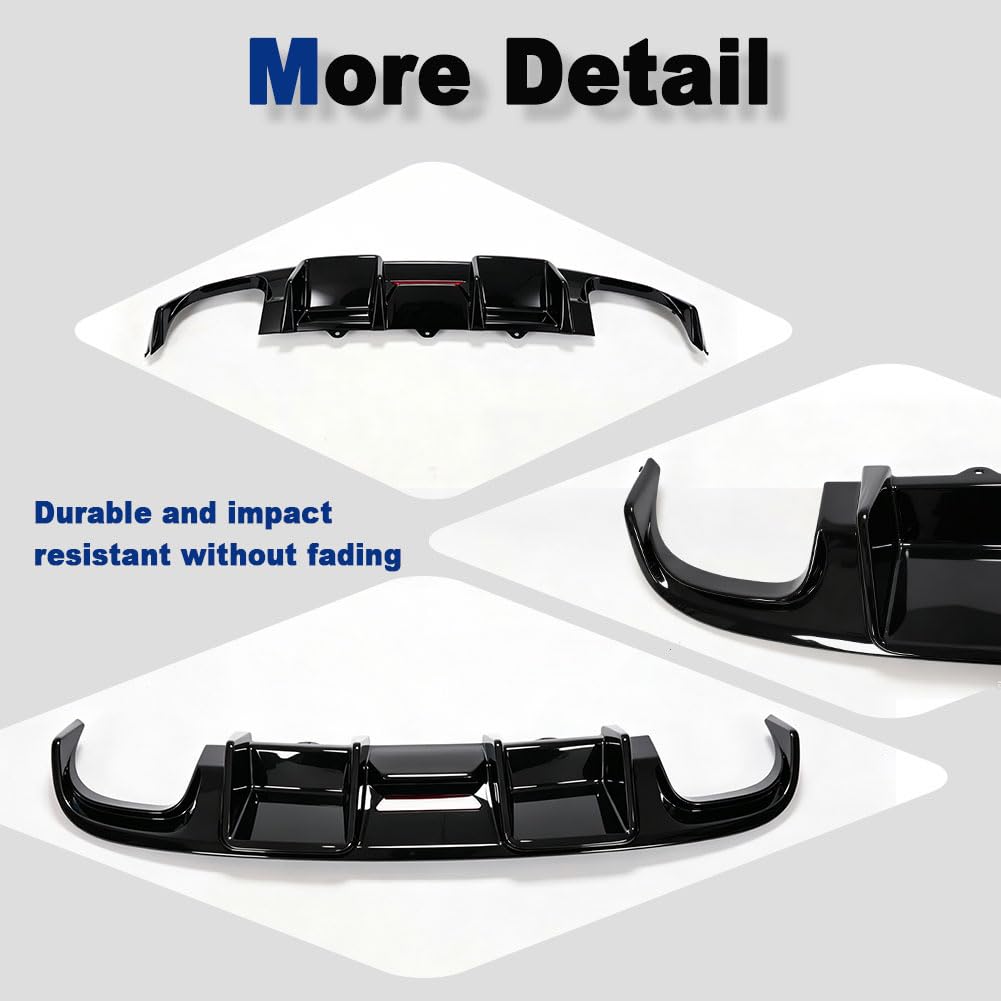 Gloss Black ABS Rear Diffuser for Audi S4 B8 2008 2009 2010 2011 2012 | Stylish Rear Bumper Diffuser Self‑Tapping Screws Moun