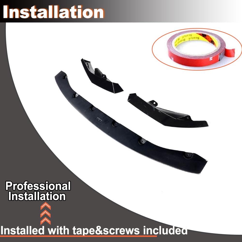 Gloss Black Front Lip Spoiler Compatible with BMW G80 G81 M3 G82 G83 M4 2021-2026 ABS Car Front Splitters Body Kit Trim Prote