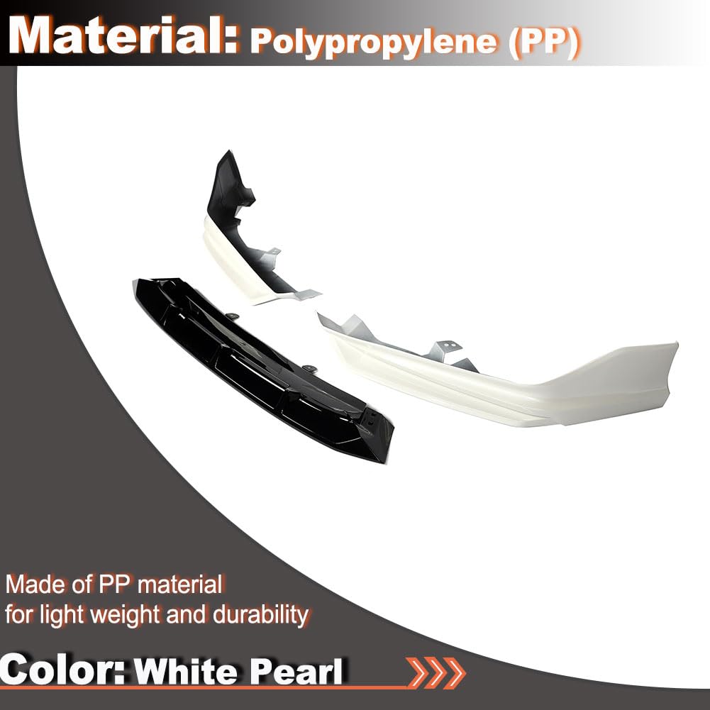 White Pearl Front Bumper Lip for Honda Accord 2021-2022 ABS | Auto Front Chin Spoiler Splitter Protector 3PCS