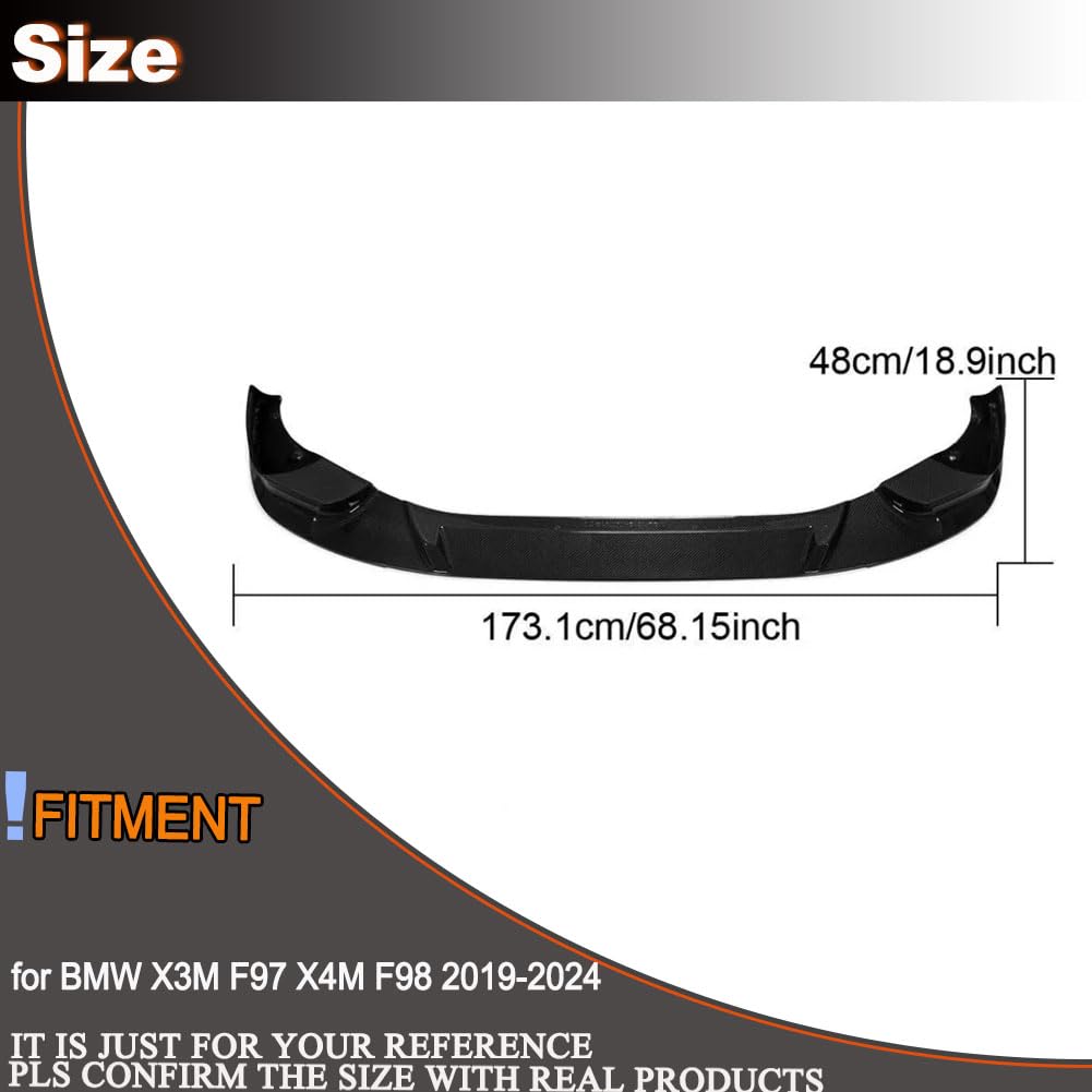 Front Bumper Lip Fits for BMW X3 M X4 M F97 F98 2019-2021Chin Spoiler Lip Splitter Protector Factory Outlet (Fiberglass in Gl