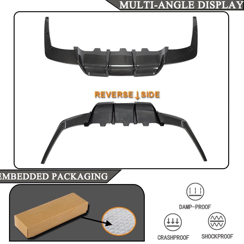Carbon Fiber Rear Diffuser Compatible with BMW 6 Series F06 F12 F13 M6 2Door 4Door 2013-2018 Lower Bumper Lip Spoiler Body Ki