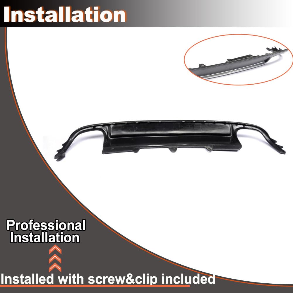 Rear Diffuser Compatible with Audi A4 B8 2009 2010 2011 2012 Replacement PU Rear Bumper Lip Diffuser Body Kit (with Bright Ri