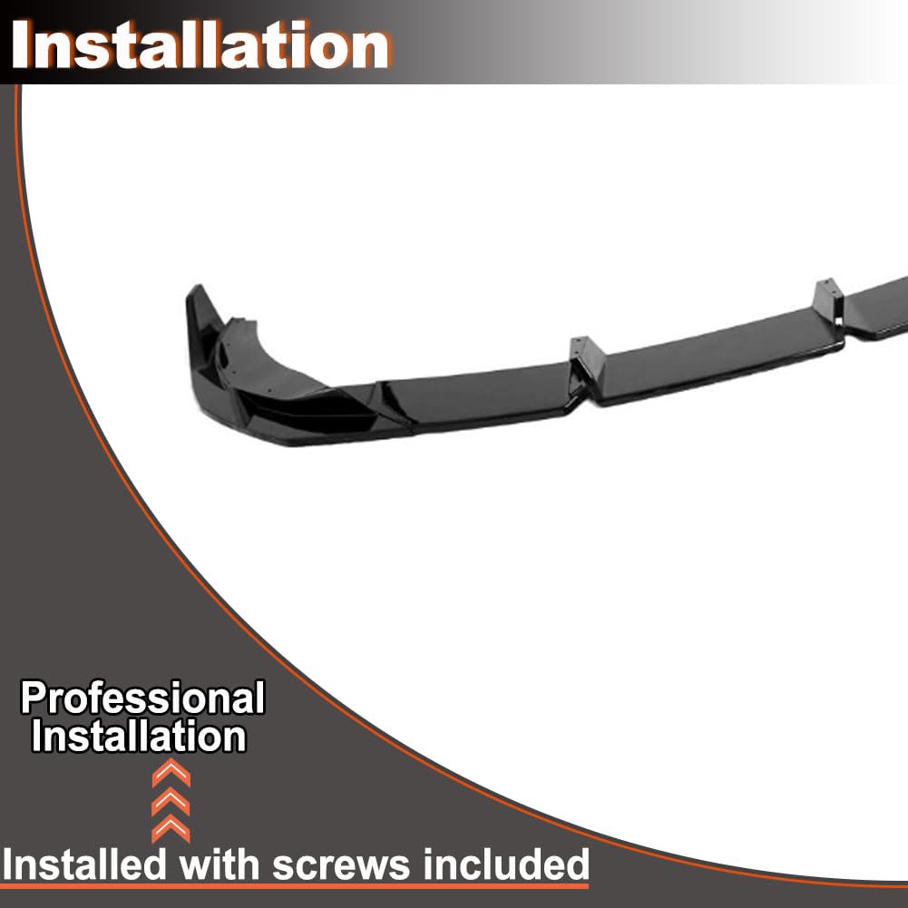 Gloss Black Front Lip Spoiler Compatible with BMW 2-Serie G42 220i 230i M240i Coupe M Sport Bumper 2021-2023 ABS Car Front Bu