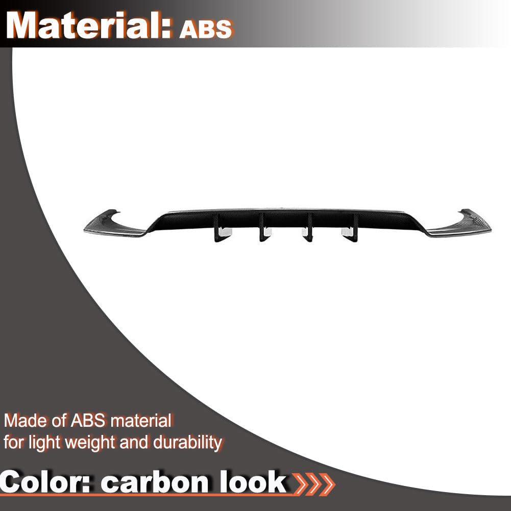 3PCS Carbon Look Rear Bumper Diffuser Lip for Audi Q8 4M Sline 2019-2023 | ABS Lower Spoiler Bumper Guard Body Kit Lightweigh