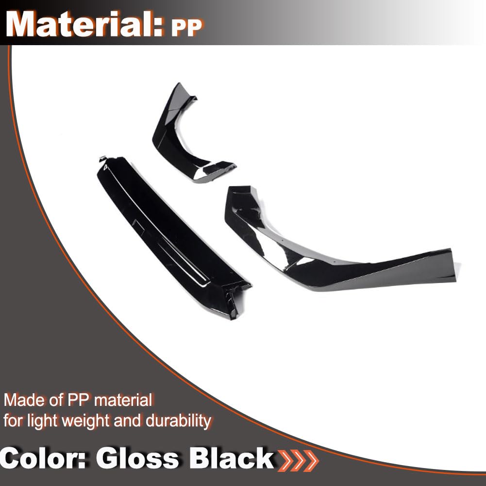 Gloss Black Front Lip Spoiler Compatible with Honda Accord 11th 2025UP PP Front Lip Splitter Air Dam Bumper Protection Spoile