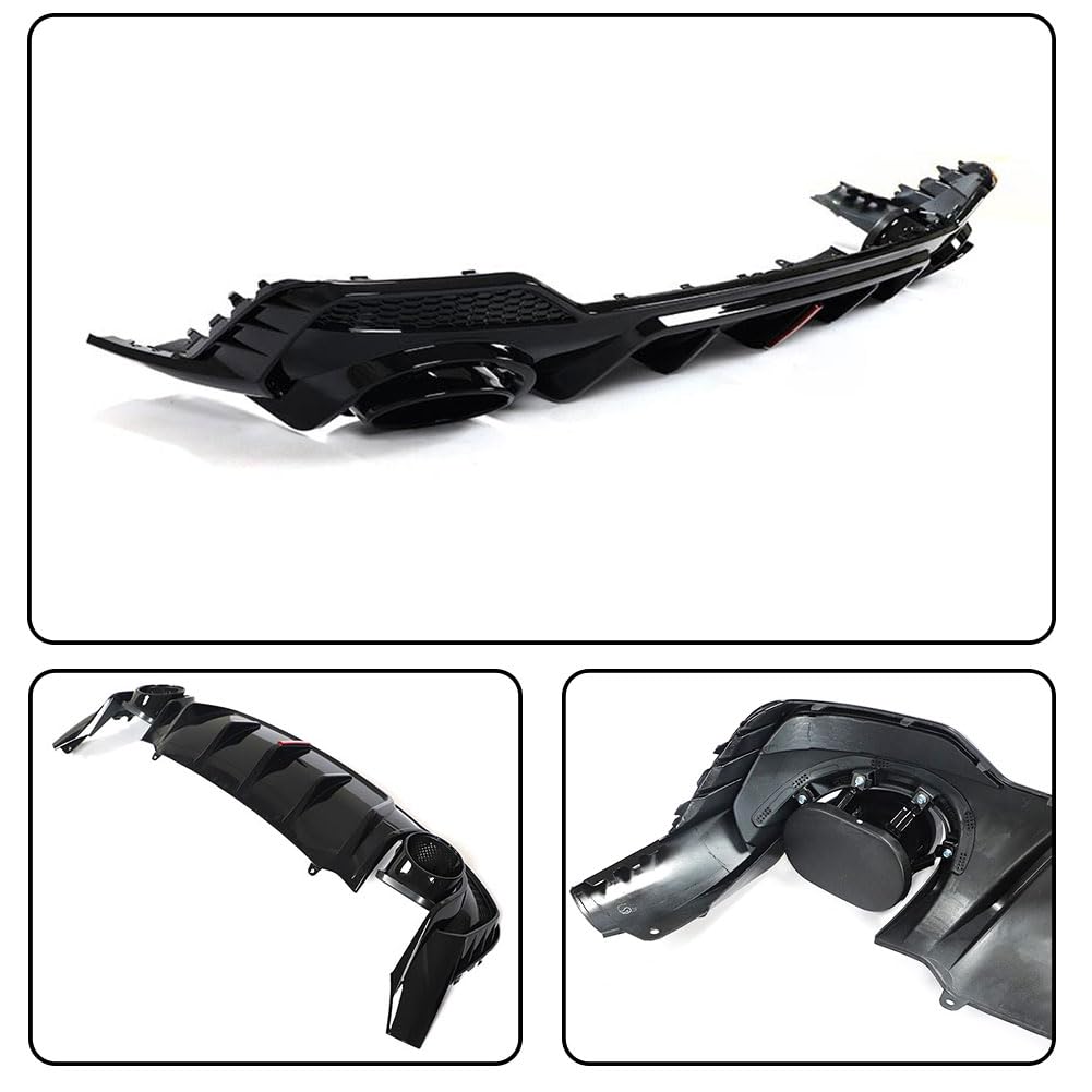 Gloss Black Rear Bumper Diffuser Fits for Audi Q3 Sline 4-Door 2021 2022 PP Under Chin Lip Spoiler Splitter with Exhaust Tips