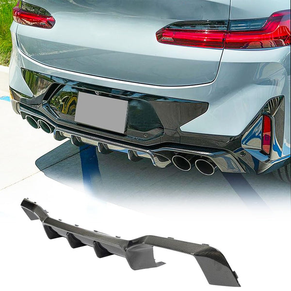 Real Carbon Fiber Rear Bumper Diffuser for BMW X4M F98 M40i Sport Utility 4-Door 2023-2024 Lower Bumper Lip Diffuser Body Kit