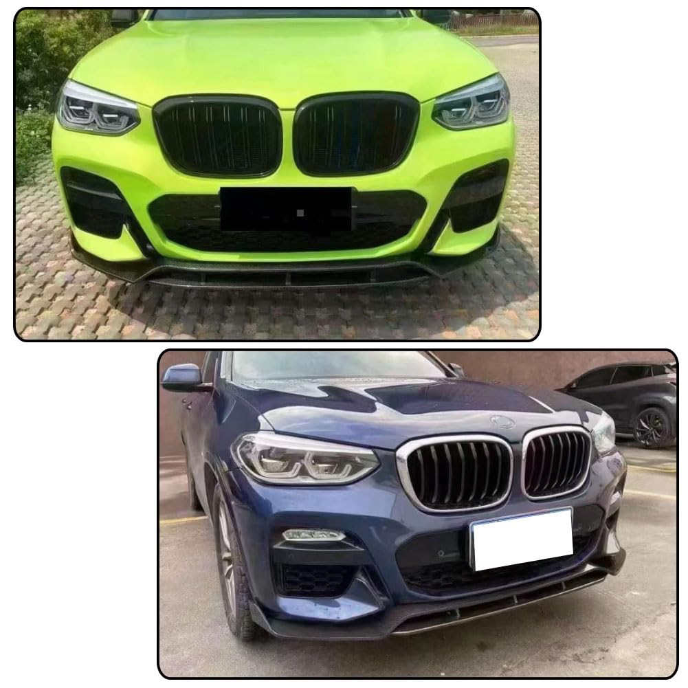Carbon Fiber Front Lip Compatible with BMW X4 G02 M40i Sport Utility 4-Door 2019-2022 Front Bumper Lip Chin Spoiler Splitters