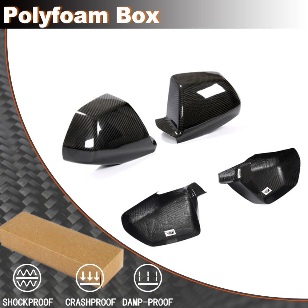 Real Carbon Fiber Mirror Cover Caps Compatible with Cadillac CTS Non-V Coupe 2009-2013 Side Wing Mirror Caps Add on Aftermark