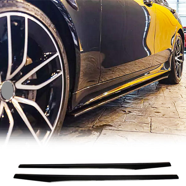 Gloss Black Side Skirts for Mercedes-Benz CLS Class C257 CLS400 CLS550 CLS63 AMG Sedan 4-Door 2018-2019Under Door Rocker Pane