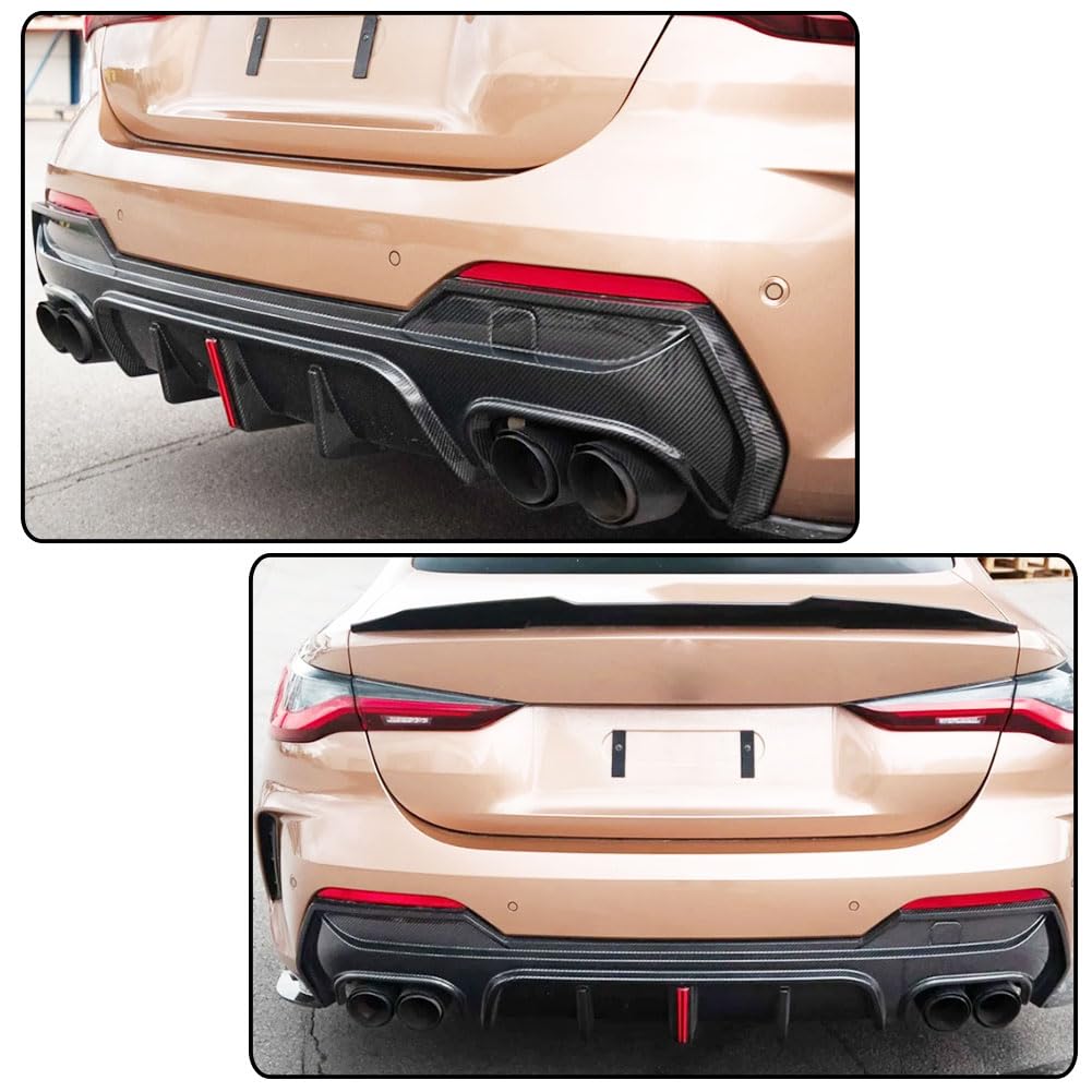 G22 Carbon Fiber Rear Diffuser Compatible with BMW 4 Series G22 G23 430i M440i 2021-2026 Lower Bumper Lip Spoiler Body Kit(wi