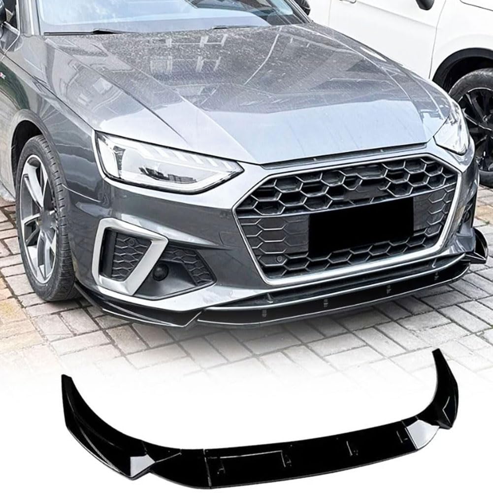 S4 Gloss Black Front Bumper Lip for Audi A4 S4 B9.5 Sline 2020-2024 3PCS | Lower Chin Spoiler Splitter Air Dam Body Kit Trim 