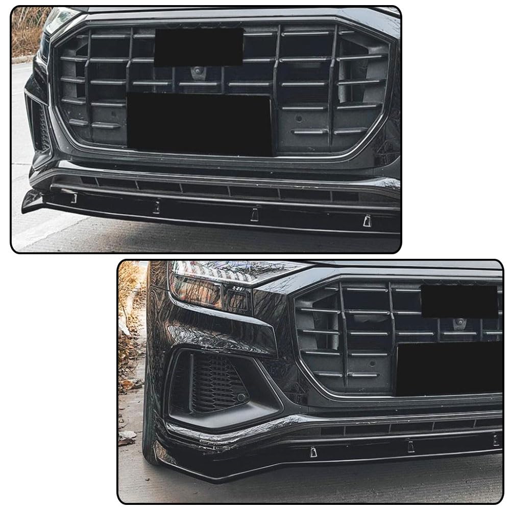 Gloss Black Front Lip for Audi Q8 SQ8 Sline Sport Utility 4-Door 2019-2023 | ABS Plastic Front Chin Spoiler Splitter Protecto