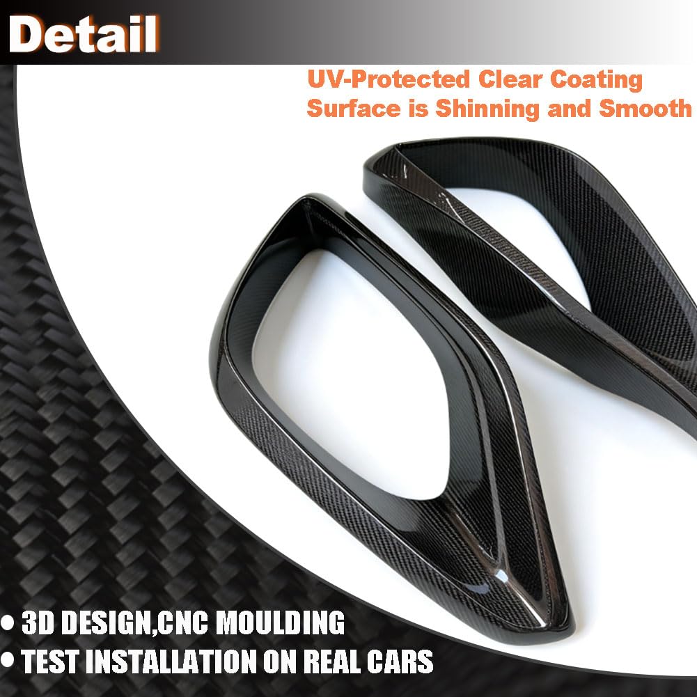 Carbon Fiber Front Bumper Air Vent Cover Fins fits for Mercedes Benz C217 S63 AMG 2018-2023 Fog Lamp Grill Cover Protector Bu