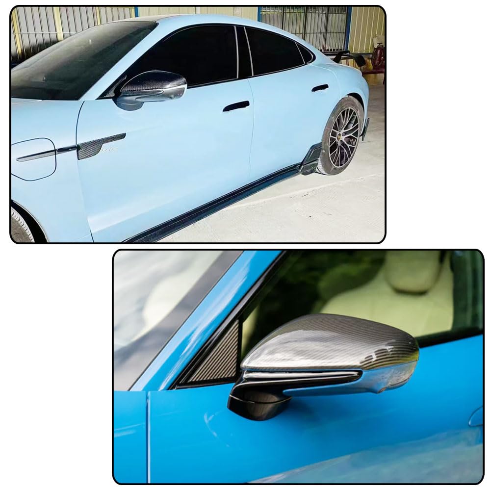 Real Carbon Fiber Mirror Caps for Porsche Taycan 9J1 992 Turbo S 2019-2024 Add on Style Side Rearview Mirror Cover Caps Exter