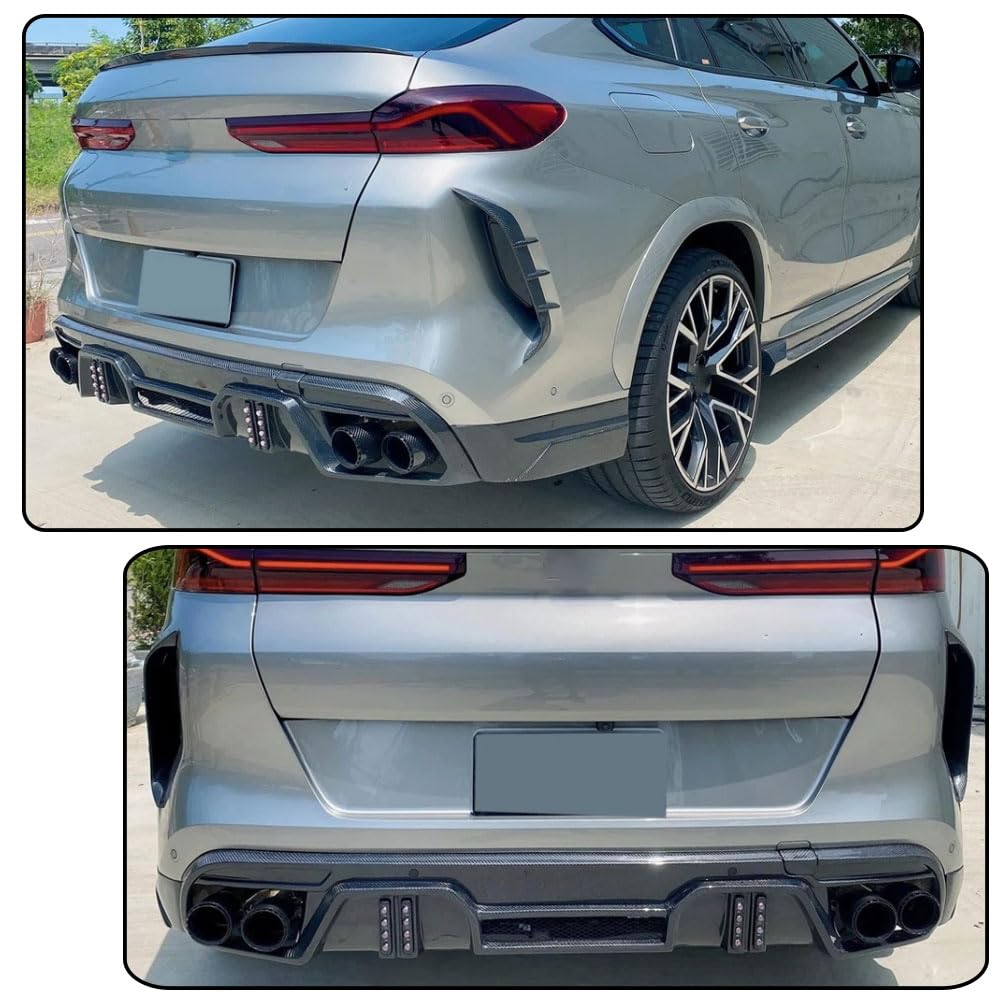 Carbon Fiber Rear Bumper Diffuser for BMW X6M F96 Sport Utility 4-Door 2020-2024 Lower Bumper Lip Diffuser Body Kit Factory O