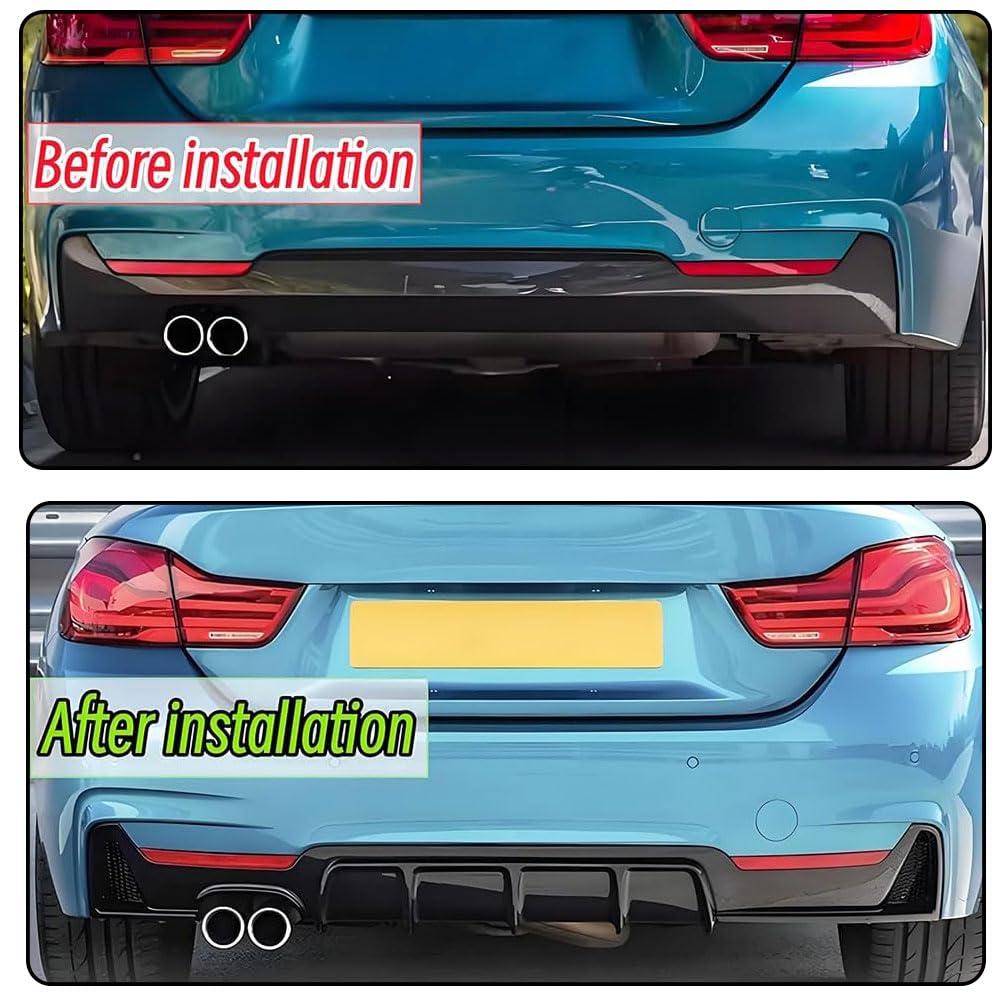 Gloss Black ABS Rear Diffuser for BMW F32 F33 F36 M Sport 2014-2020 | 420i 428i 435i 440i Lower Bumper Lip Spoiler Body Kit F