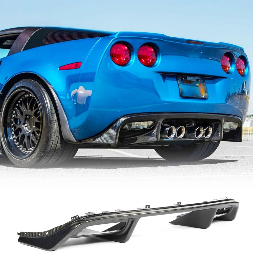 C6 Caron Fiber Rear Bumper Diffuser for Chevrolet Corvette C6 ZR1 2006-2013 | Rear Bumper Lip Apron Lower Diffuser Splitters 