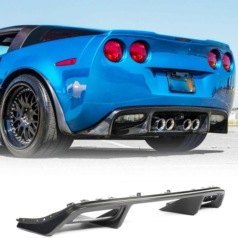 C6 Caron Fiber Rear Bumper Diffuser for Chevrolet Corvette C6 ZR1 2006-2013 | Rear Bumper Lip Apron Lower Diffuser Splitters 