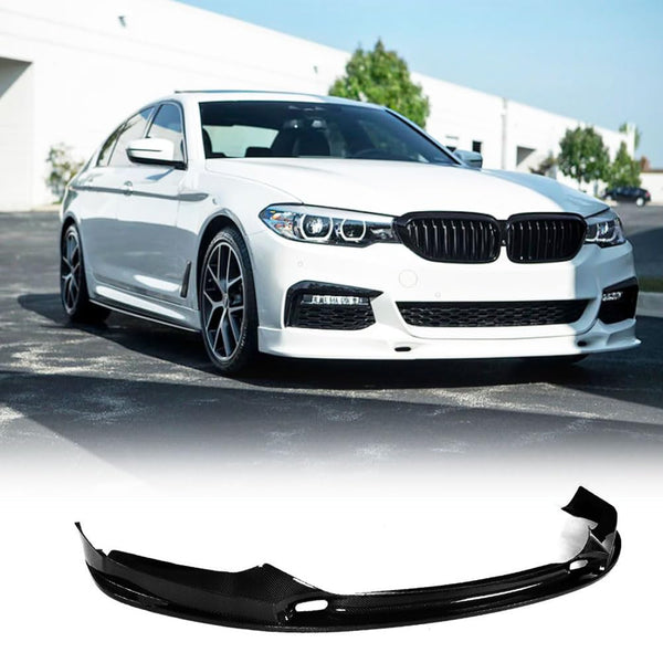 Gloss Black Front Bumper Lip for BMW G30 5 Series G31 G38 M Sport Sedan/Wagon 2017-2020 530i 540i M550i Fiberglass Auto Front