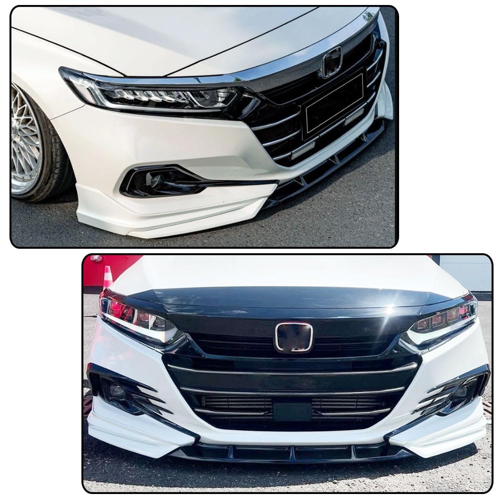 White Pearl Front Bumper Lip for Honda Accord 2021-2022 ABS | Auto Front Chin Spoiler Splitter Protector 3PCS