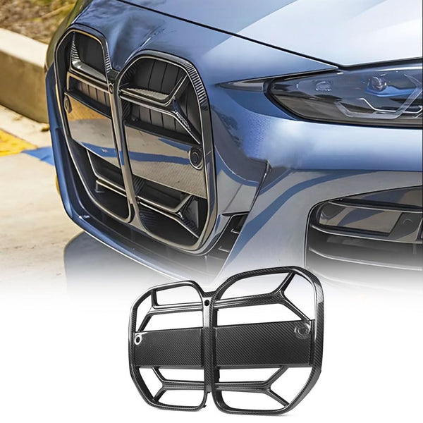 Dry Carbon Fiber Front Bumper Grille for BMW G22 G23 430i Coupe Convertible 2Door 2021-2023 Auto Racing Grid Front Kidney Gri