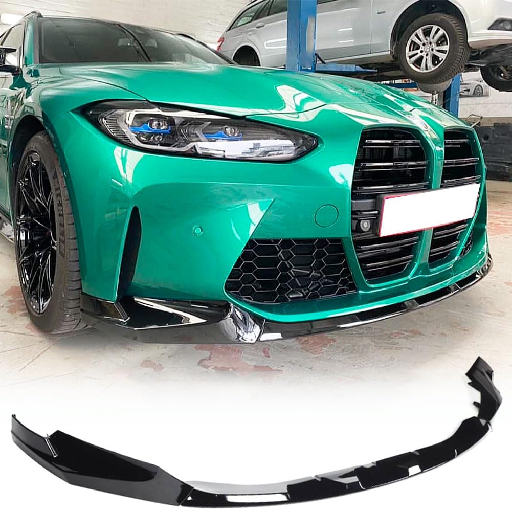 Gloss Black Front Lip Spoiler Compatible with BMW G80 G81 M3 G82 G83 M4 2021-2026 ABS Car Front Splitters Body Kit Trim Prote