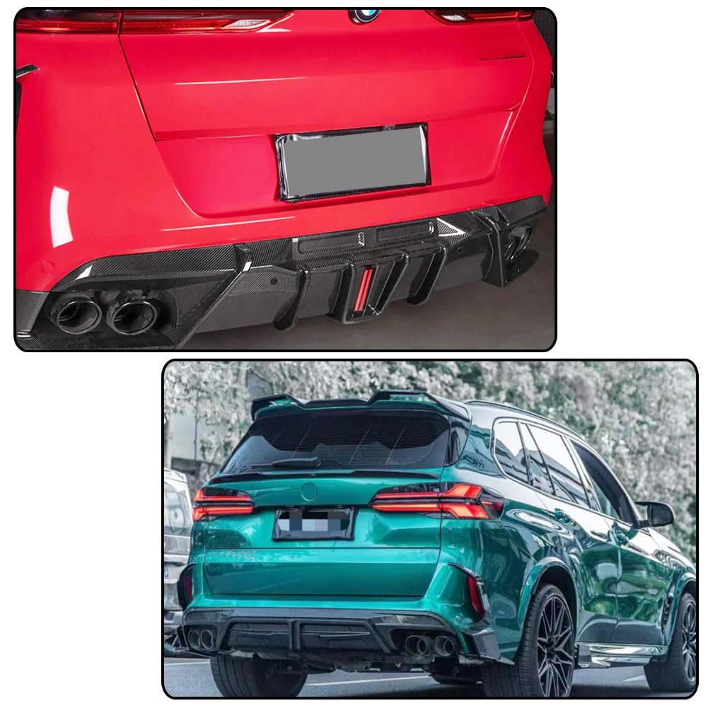 Real Carbon Fiber Rear Bumper Diffuser Compatible with BMW X6M F96 Sport Utility 4-Door 2019-2025 Lower Bumper Lip Diffuser B