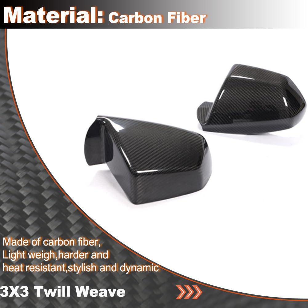 Real Carbon Fiber Mirror Cover Caps Compatible with Cadillac CTS Non-V Coupe 2009-2013 Side Wing Mirror Caps Add on Aftermark