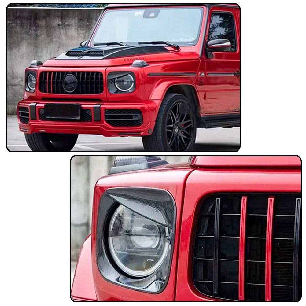 Carbon Fiber Headlight Eyelid Covers for Mercedes Benz G-Class W464 G500 G63 AMG 2019-2024 Front Headlamp Eyebrows Eyelid Dec