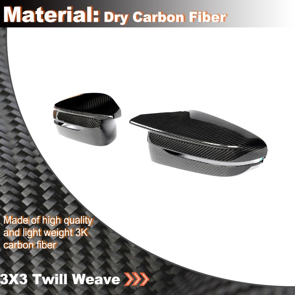 Dry Carbon Fiber Mirror Cover Compatible with BMW 3 4 Series G80 M3 G82 G83 M4 2021-2022 2D 4D Replacement Style Rearview Mir