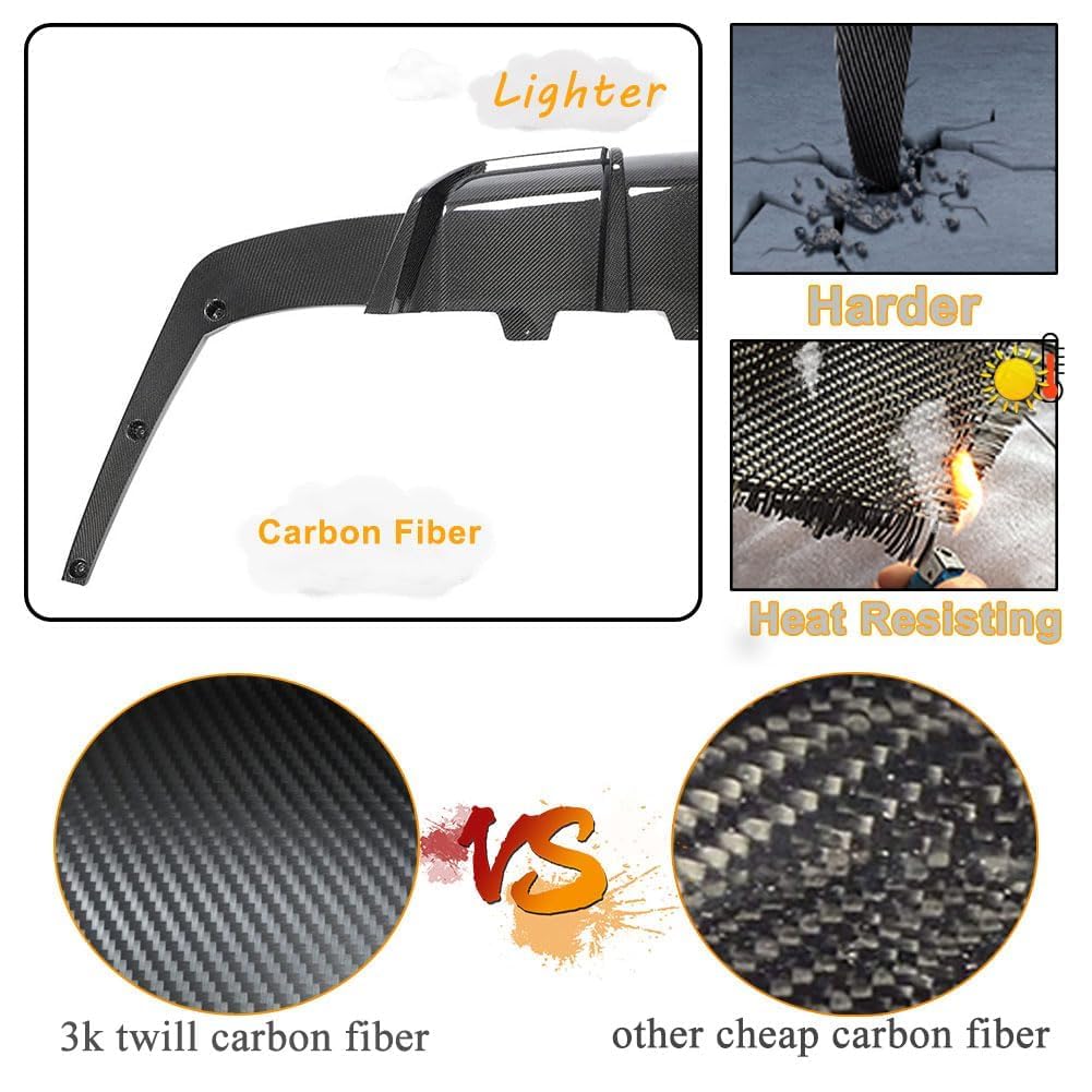 Carbon Fiber Rear Diffuser Compatible with BMW 6 Series F06 F12 F13 M6 2Door 4Door 2013-2018 Lower Bumper Lip Spoiler Body Ki