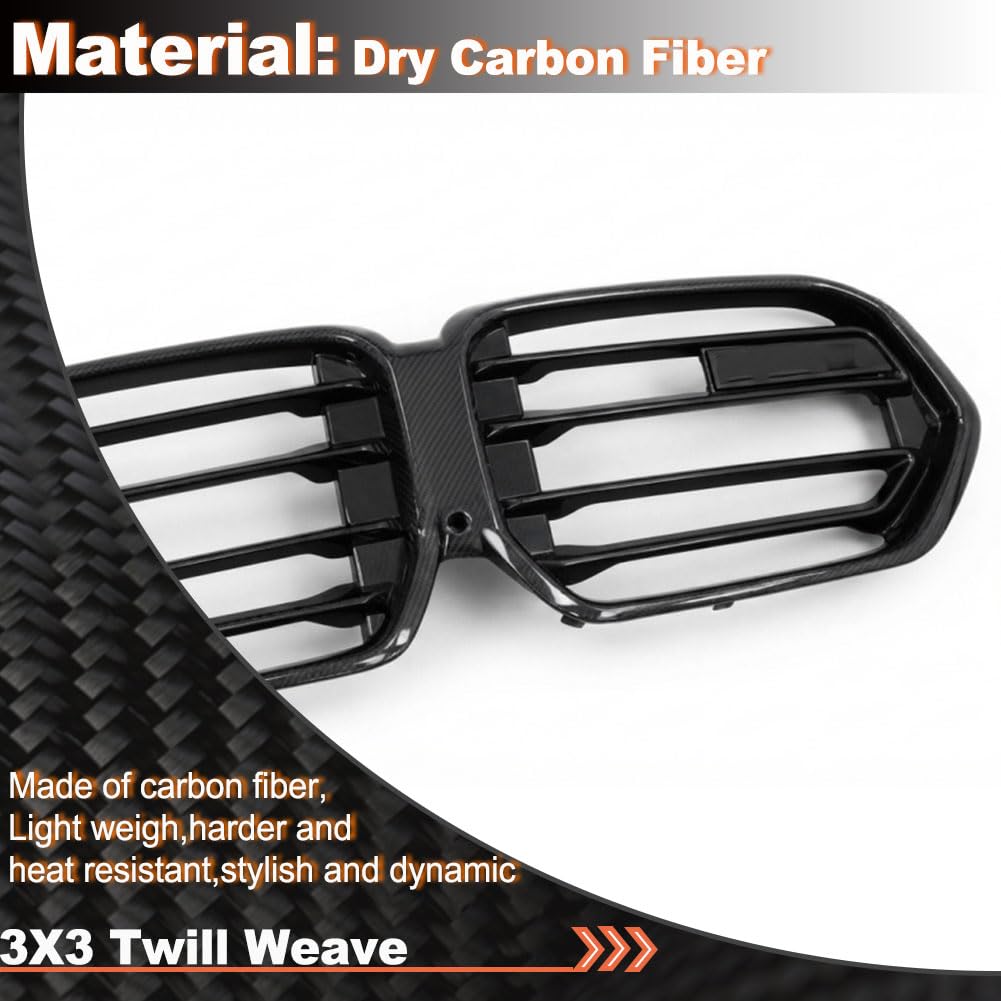 Dry Carbon fiber Car Front Grill for BMW X5M F95 X6M F96 LLCI 2024-2026 | Replacement Bumper Kidney Hood Grille Accessory