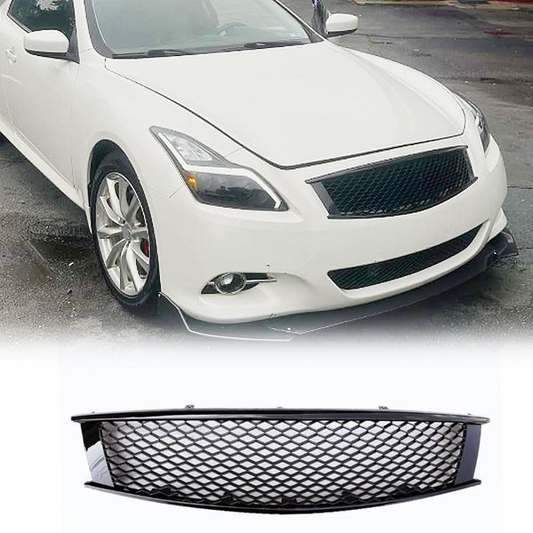 MCARCAR KITGloss Black Front Hood Grill Grille Cover Compatible with Infiniti G37 2008-2013 Coupe 2Door Replacement Conversio