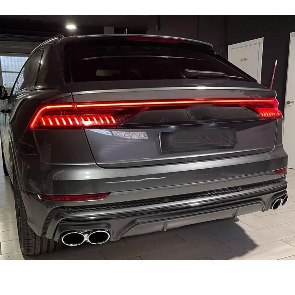 Q8 Gloss Black Rear Bumper Lip Diffuser for Audi Q8 SQ8 2019-2022 | PP Lower Bumper Lip Spoiler Valance Protector Factory Out